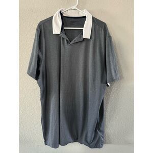 Nike Dri-fit Heather Gray Polo Shirt White Collar Short Sleeve Size XXL‎